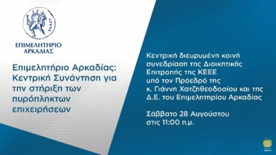 Δείτε ζωντανά την Κεντρική Συνάντηση για την στήριξη των πυρόπληκτων επιχειρήσεων του Επιμελητηρίου Αρκαδίας